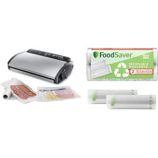 FoodSaver V2860 Dry/Wet Food Vacuum Machine, 100W, Silver/Black + Plastic, Recyclable Bags