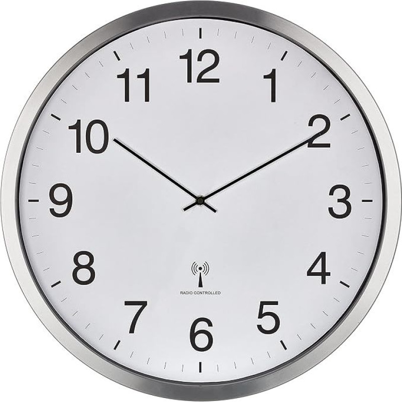TFA Dostmann XXL 60.3548.02 Radijo bangomis valdomas sieninis laikrodis Analoginis 50 cm skersmens metalinis rėmas Didelis ciferblatas Baltas (L) 508 x (W) 65 x (H) 508 mm