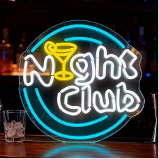 LED Neon Sign, Colourful Neon Sign for Bedroom, LED Dimmable Light Signs with USB Connection, Pretty Lights, Wall Decoration for Birthday, Party, Wedding, Living Room, Home (Night Club)