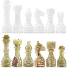 RADICALn Green Onyx and White Marble Big Chess Figures - Complete 32 figures set - Suitable for 16 to 20 inches Chess Board