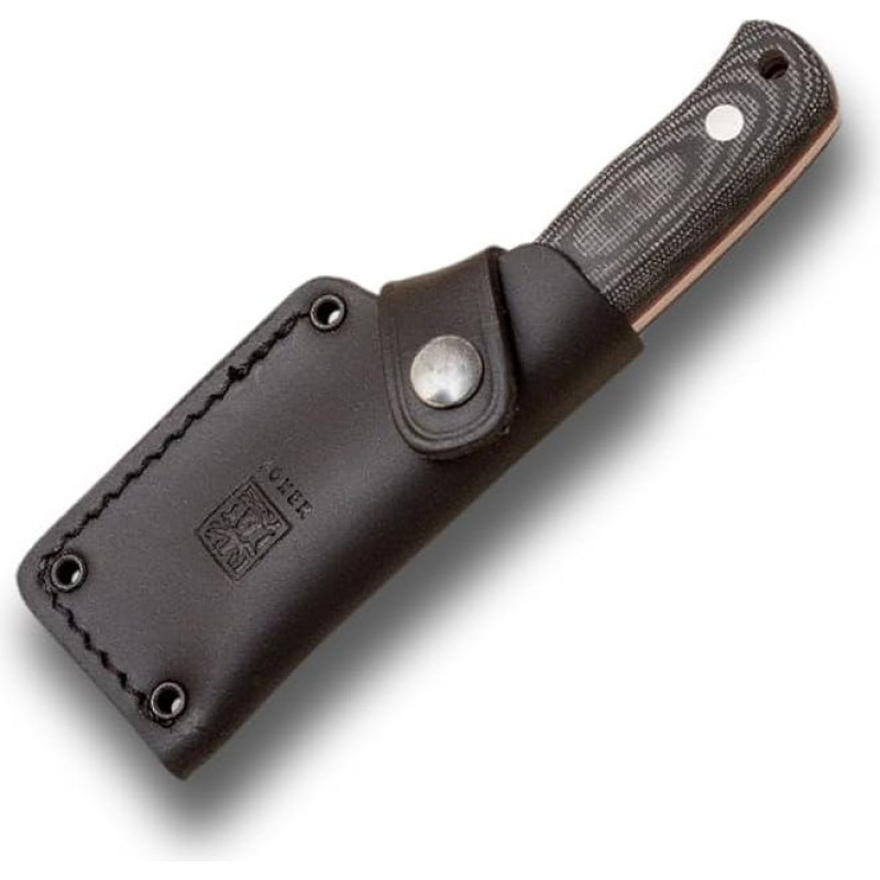 Išgyvenimo peilis Joker Erizo TS1 CM81, Micarta Canvas rankena, 7,5 cm geležtė iš Böhler N695, peilis diržui su odiniu dėklu, Parakord 550, įrankis žvejybai, medžioklei, stovyklavimui ir žygiams