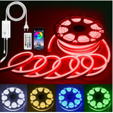 ALITOVE 25 m RGB Neon Strip 230 V LED Outdoor Strip with App / Remote Control IP65 Waterproof Flexible Light Tube Music Sync for Home Playroom Indoor and Outdoor Decoration
