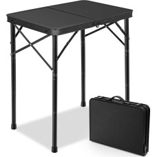Mažas sulankstomas stalas Juodas aliuminio stalas 3 reguliuojamo aukščio