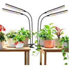 Clip On Plant Lamp, Pack of 2, 228 LED Full Spectrum Grow Light for Plants, 2 Head Black Arm Plant Light with Gooseneck, 6/12/16 Hour Timer, 5 Dimming Levels, 3 Light Modes