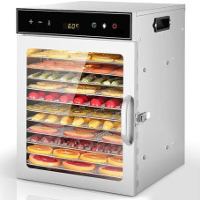 Nerūdijančio plieno dehidratorius, oiyocemo vaisių džiovintuvas su 12 padėklų ir nemokama receptų knyga, be BPA, 30-90 °C temperatūros nustatymas, ne ilgiau kaip 24 val., daržovių ir mėsos dehidratorius Jungtinėje Karalystėje