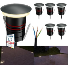 SSC-LUXon 6x Javo Mini Floor Recessed LED Lights 230 V Light Indirect Glare Free Floor Lamps IP67 Non-Slip Weatherproof Grey