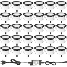 30 Terrace Recessed Floor Lights Outdoor Warm White Diameter 45 mm 1 W LED Recessed Spotlight Outdoor 12 V Mini LED Spot Patio Lighting IP67 Waterproof for Kitchen Garden Stairs