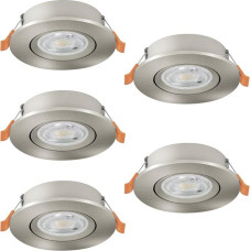EGLO Barranco LED Recessed Spotlights, Ceiling Spotlights with Dip Switch, Swivelling Plastic Ceiling Spotlight in Silver, Warm White, Cool White, Includes GU10 Bulb, Diameter 9 cm, Set of 5