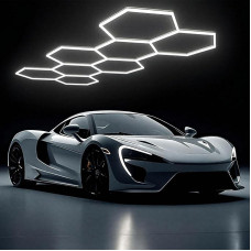 14 šešiakampių LED dirbtuvių lubų šviestuvų rinkinys - 65W 6500K dienos šviesos - itin ryškus garažo apšvietimas - 