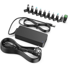12 V 5 A universalus įkroviklis 5,5 x 2,1 mm su 10 nuolatinės srovės jungčių antgaliais, skirtas LED juostinėms lemputėms, fotoaparatams, kompiuterio ekranams, monitoriams, garsiakalbiams
