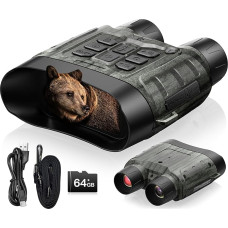 Nachtsichtgerät, 4K 112MP Infrarot-Fernglas Nachtsichtgerät, Nachtsichtgeräte Jagd 12X Digitalzoom Reichweite 450M, 5000mAh Wiederaufladbares, 64GB TF-Karte für Jagd Sicherheit Camping
