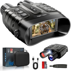 Night Vision Device 4K 48MP, 10000 mAh Rechargeable, f/1.4 Large Aperture Infrared Binoculars, Night Vision, Viewing Range 600 M/1968FT, 8X Digital Zoom with 32GB TF Card, Suitable as a Gift