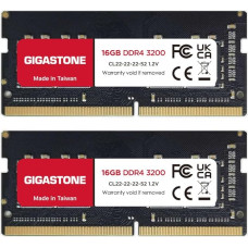 【DDR4 RAM Only for Laptops】GIGASTONE 32GB Kit (2x16GB) DDR4 3200MHz (2933/2666MHz) PC4-25600 CL22 1.2V SODIMM 260Pin Non-ECC Unbuffered Notebook Memory Upgrade
