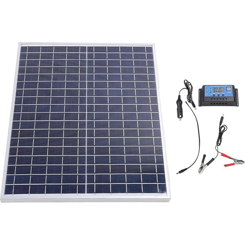 Solar Panel Kit System 22 W Waterproof Portable Solar Panel with Controller for Home RV Cabin Shed Polycrystalline Silicon 18 V DC