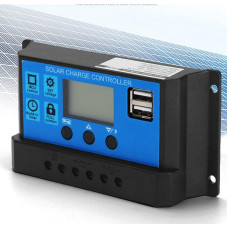 Solar Charge Controller, Solar Charge Controller 60A/50A/40A/30A/20A/10A 24V Solar Panel Charge Controller Car Solar Charger MPPT Solar Controller Charge Controller 12V Panel PWM Controller for Solar