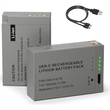LP-E17 1500 mAh talpos akumuliatorius su išmaniuoju LED ekranu, suderinamas su 