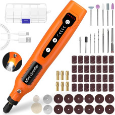 Belaidis mini rotacinių įrankių rinkinys - 50 dalių priedų 3,7 V 5 greičių 3000-15000 aps/min rotacinių įrankių rinkinys USB įkraunamas su šviesa Mini elektrinis šlifuoklis