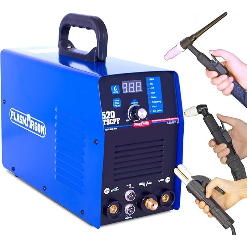 Puls TIG suvirinimo aparatas 200A Plazminis pjaustytuvas 50A MMA suvirinimo aparatas 180A, 3 in 1 kombinuotas suvirinimo aparatas TIG/MMA/CUT, IGBT, 520TSCPF, 230V