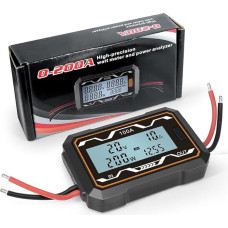 RC200A nuolatinės srovės galios matuoklis ir akumuliatoriaus testeris su apšviečiamu LCD ekranu, 200A didelio tikslumo ampermetras ir vatmetras, 0-60V įtampos analizatorius saulės sistemoms (100A)