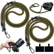 2 Stück Kameragurt, Camera Strap, Kamera Strap, Geflochtenes Lanyard, Robust und Langlebig, Leicht und Tragbar, Geeignet für DSLR-, Spiegellose Oder Analoge Kameras (Grün)