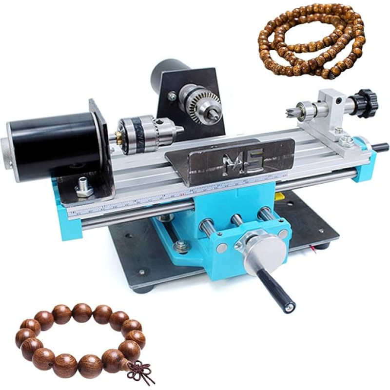 DIY-Holzperlen-Bohrmaschine, Holzdrehbank, Mikro-Metalldrehbank, 7 einstellbare Geschwindigkeiten mit Doppellager, idealiai tinka Heimgebrauch, z. B. zum Herstellen von Buddha-Perlenarmbändern.