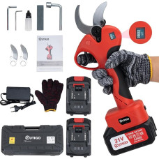 Profesionalios elektrinės sodo žirklės, 40 mm akumuliatoriaus žirklės, 2 x 3000 mAh ličio įkraunama baterija, 6-8 darbo valandos, genėjimo žirklės, vynmedžių žirklės, medžių žirklės, rožių žirklės