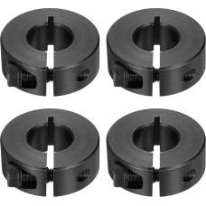 sourcing map 4 Pieces Single Split Shank Collar, 15mm Bore, One Piece Tension Collar, 34mm OD, 13mm Thickness, Carbon Steel, Lock Collar Clamp with Set Screws (Black Oxide