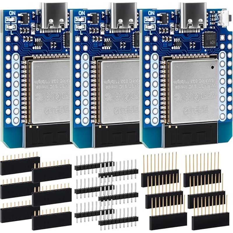 3 pakuotės ESP32 mini programavimo plokštė su C tipo jungtimi NodeMCU WiFi Blue Tooth modulis su CH9102F lustu, suderinama su AR Duino IDE IoT
