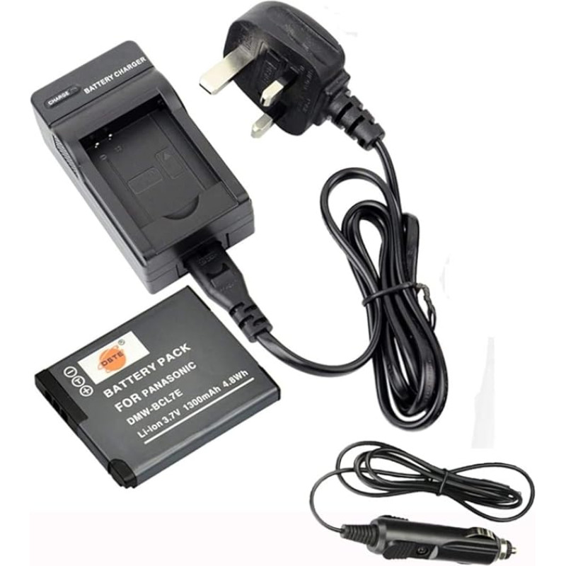 DSTE® DMW-BCL7 įkraunama ličio jonų baterija + DC144U kelioninis ir automobilinis įkroviklio adapteris, skirtas Panasonic Lumix DMC-F5 DMC-FH10 DMC-FS50 DMC-SZ3 DMC-SZ3GK DMC-SZ9 DMC-XS1 DMC-XS3 skaitmeniniam fotoaparatui