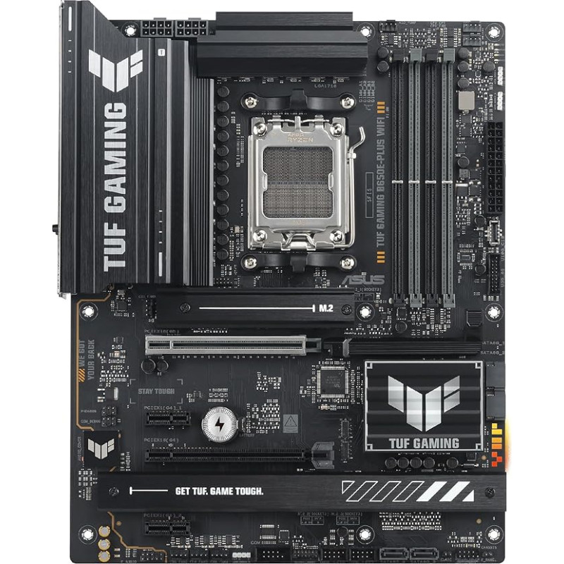 ASUS TUF Gaming B650E-PLUS WiFi pagrindinė plokštė AMD AM5 lizdas (Ryzen 9000, ATX, PCIe 5.0, DDR5 atmintis, WiFi 6E, PCIe Q Release, BIOS Flashback, Aura Sync)