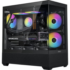 SAMA V40 ATX Mid-Tower kompiuterio korpusas, 6 įmontuoti 120 mm ARGB PWM ventiliatoriai, dvigubos grūdinto stiklo plokštės, vertikalus oro srauto dizainas, C tipo USB jungtis, žaidimų kompiuterio korpusas