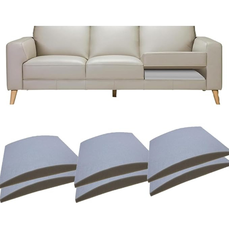 Hochdichter Schaumstoff-Couch-Spar-Pad - 6 Stück, 50 x 50 cm, Sofa-Stützbretter für U-förmige Ecken, komprimiertes Schlafsofa, Ersatzkissen - graue Kissen-Reparaturlösung