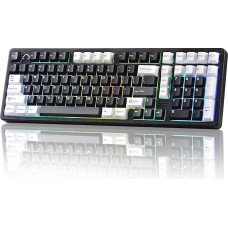 YUNZII AL98 QMK/VIA Wireless Mechanical Gaming Keyboard, Full Aluminium, BT/2.4 GHz/USB-C, Hot-Swap Linear Switch Gasket 1800 Layout, RGB for Windows/Mac (Black, Cocoa Cream V2 Linear)