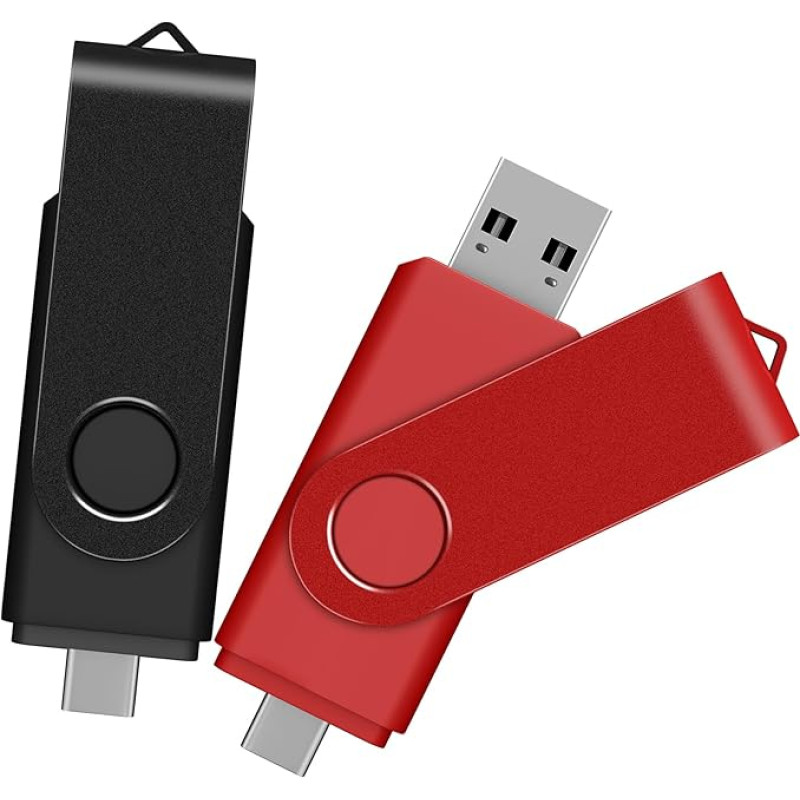 TEWENE USB C atmintinė 128 GB, 2 vnt., USB 3.0 atmintinė telefonui ir planšetiniam kompiuteriui, atmintinė mobiliajam telefonui 2 viename (USB-C ir USB-A), skirta telefonui, planšetiniam kompiuteriui ir 