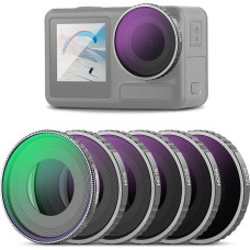 NEEWER 6 ND filtrų rinkinys, suderinamas su DJI Osmo Action 5 Pro/Action 4, daugiasluoksnis HD optinio stiklo pilkasis filtras Poliarizuojantis filtras CPL+ND8+ND16+ND32+ND64+ND256 Veiksmo kamerų objektyvų priedai