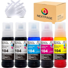 Nextpage 104 Ink Compatible with Epson 104 EcoTank Ink Bottle for Epson ET-2710 ET-2711 ET-2712 ET-2714 ET-2720 ET-2726 ET-2700 ET-4700 104 Multipack Tinet (2 x Black, 1XC/M/G) Not Original