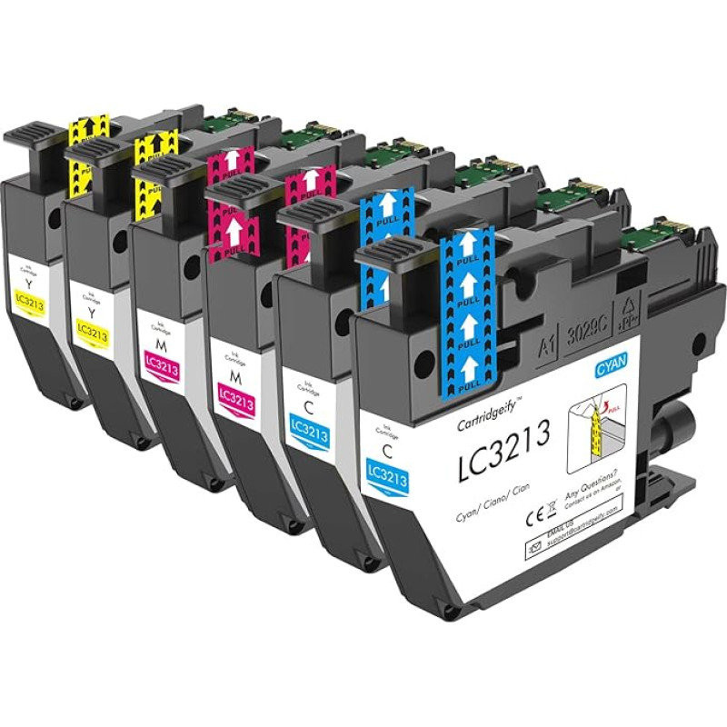 LC3213 spausdintuvo kasetės suderinamos su Brother LC-3213 LC-3211 kasetėmis (2 x žydros, 2 x purpurinės, 2 x geltonos), skirtomis DCP-J572DW DCP-J772DW DCP-J774DW MFC-J890DW MFC-J491DW