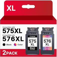 Coloran 575 576 XL Printer Cartridges Remanufactured for Canon 575 576 Cartridges for Canon PIXMA TS3550i Cartridges TR4750i TS3551i TR4751i Printer (575 576 Black Colour)