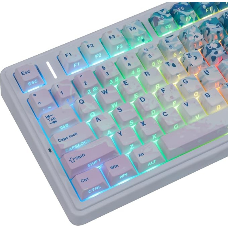 PBT klavišų dangteliai 133 klavišų rožiniai paplūdimio klavišų dangteliai, dvigubas blizgantis šoninis spausdintas klavišų dangtelis, 