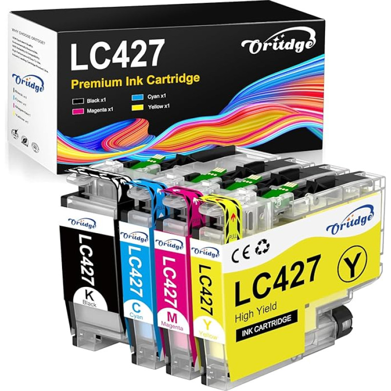 LC427 rašalo kasetės suderinamos su Brother LC-427 LC-427BK LC-427C LC-427C LC-427M LC-427Y Brother MFC-J5955DW HL-J6010DW MFC-J6955DW MFC-J6955DW MFC-J6957DW MFC-J6959DW spausdintuvo kasetėmis (juoda, žydra, purpurinė)