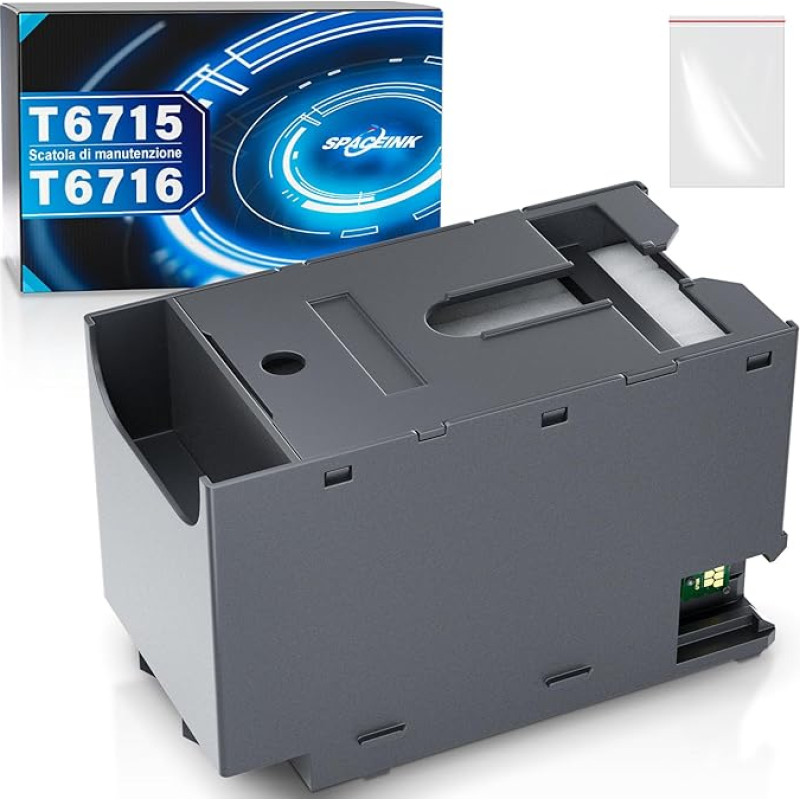 Spaceink T6715 T6716 techninės priežiūros dėžutė, suderinama su Epson WorkForce Pro WF-3820DWF WF-C4810DTWF WF-4820DWF WF-3825DWF WF-M5799DWF WF-4830DTWF WF-C5710DWF, techninės priežiūros dėžutė T6715 T6716