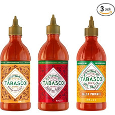 Tabasco Squeeze Hot Sauce Multipack - Spicy Hot Sauce Set with 3 x Easy-To-Squeeze Bottles of 256 ml - Gluten, Preservative and Fat Free (Sriracha, Buffalo, Salsa Picante)