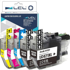 LCL LC421XL High Capacity Compatible Ink Cartridge for Brother LC-421 LC-421XL LC421XL LC421VAL LC421XLVAL DCP-J1050DW DCP-J1140DW MFC-J1010DW (2Black, Cyan, Magenta, Yellow, 5-Pack)