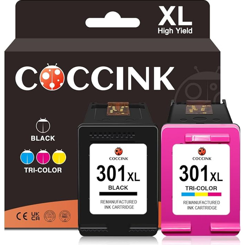 COCCINK 301XL, skirtas HP 301 spausdintuvo kasetėms DeskJet 2540 spausdintuvo kasetės Envy 4500 5532 4504 4508 DeskJet 2547 2548 3050 2544 3059 3055a 1050 2050 OfficeJet 4630 46 36, skirtos HP spausdintuvo kasetėms 301 XL HP301