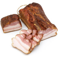 Premium Mangalitza Barrel Bacon 450 g | Retas vilnonis kiaulių bekonas, 70 % riebumo | Austrija | Rūkytas buko mediena | Duonos bekonas