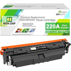 GREENPRINT MIT Chip 220A W2200A (220X W2200X) suderinama juoda standartinės talpos 2000 puslapių talpos tonerio kasetė, skirta H P Color Laserjet Pro 4202 4202 4202dw 4202dn MFP 4302 4302dw 4302fdw 4302fdn 4302fdn spausdintuvui