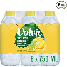Volvic Touch Lemon Lime Flavour - Natural Mineral Water Volvic Soft Drink with Lemon Lime Flavour - 6 x 0.75 L