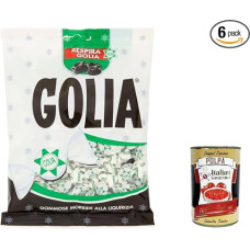 Golia Soft Liquorice Sweets 6 x 160 g Bag, Filled Rubber Sweets with Liquorice & Menthol, Breath Freshener, Italian Candy + Italian Gourmet Polpa