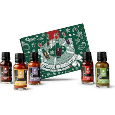 Mexican Tears Hot Sauce Christmas Box - Burns Even Without Candles - Hot Sauces Mini Tasting Box - Gift Idea for Men & Women for Christmas - Vegan & Natural [5 x 20 ml]