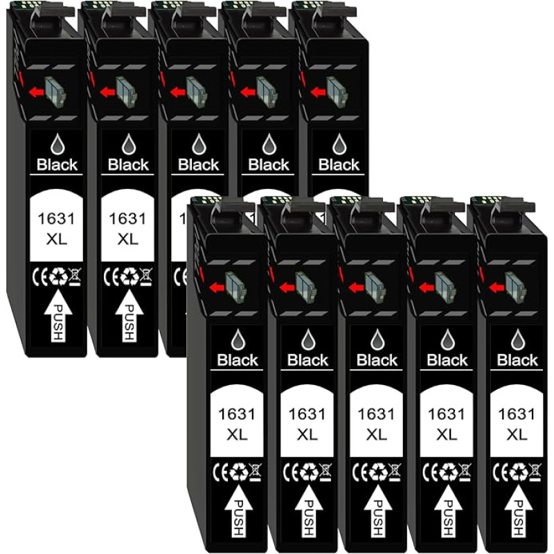10 XL spausdintuvo kasetės suderinamos / keičiamos su Epson T1631 Nr. 16 Nr. 16XL Epson Workforce WF-2010 WF-2510 WF-2520 WF-2530 WF-2540 WF-2630 WF-2650 WF-2660 WF-2750 WF-2760